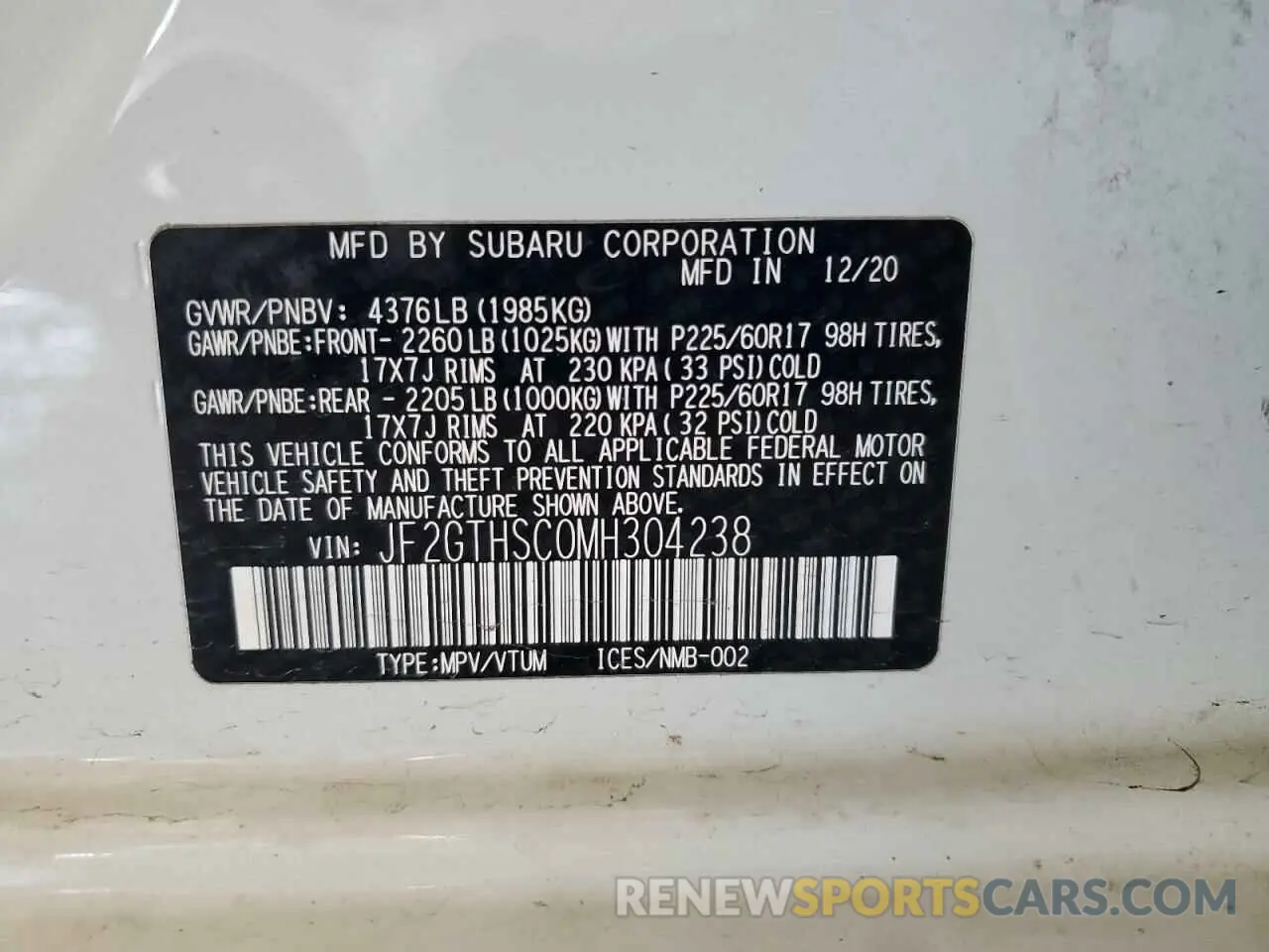 14 Photograph of a damaged car JF2GTHSC0MH304238 SUBARU CROSSTREK 2021