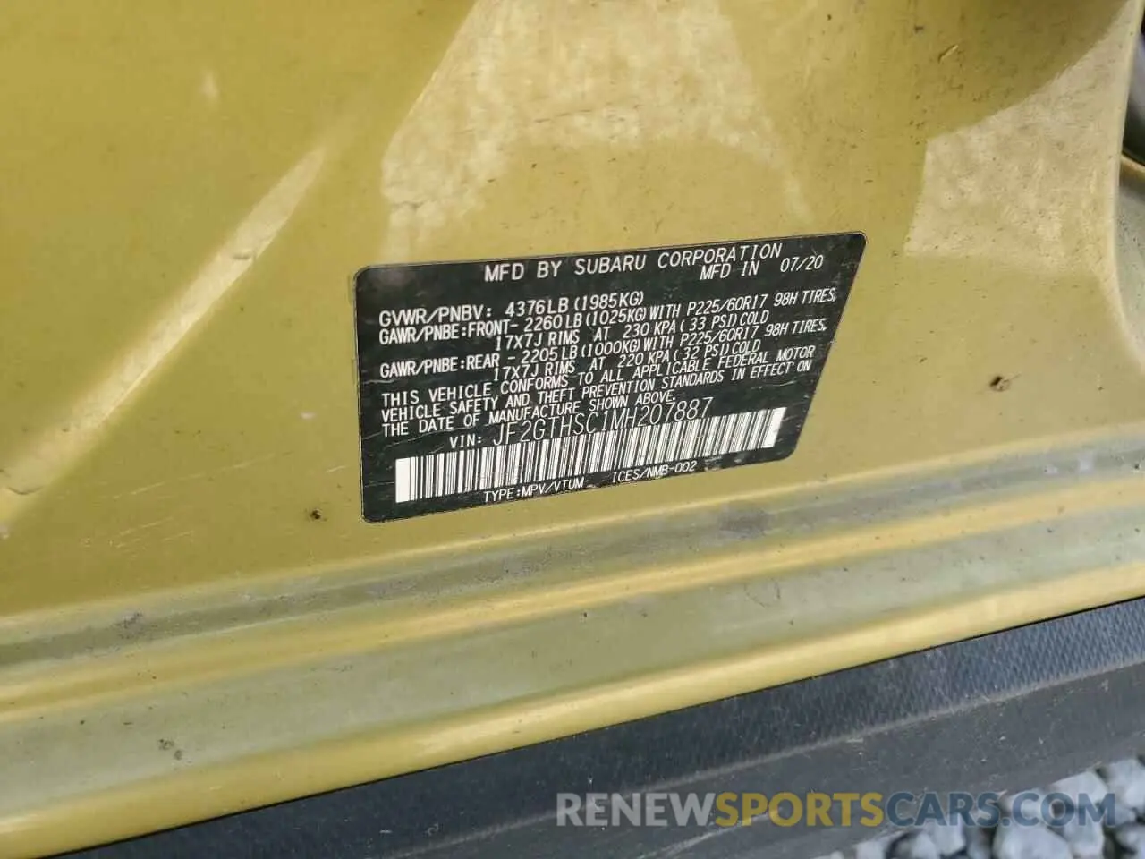 14 Photograph of a damaged car JF2GTHSC1MH207887 SUBARU CROSSTREK 2021