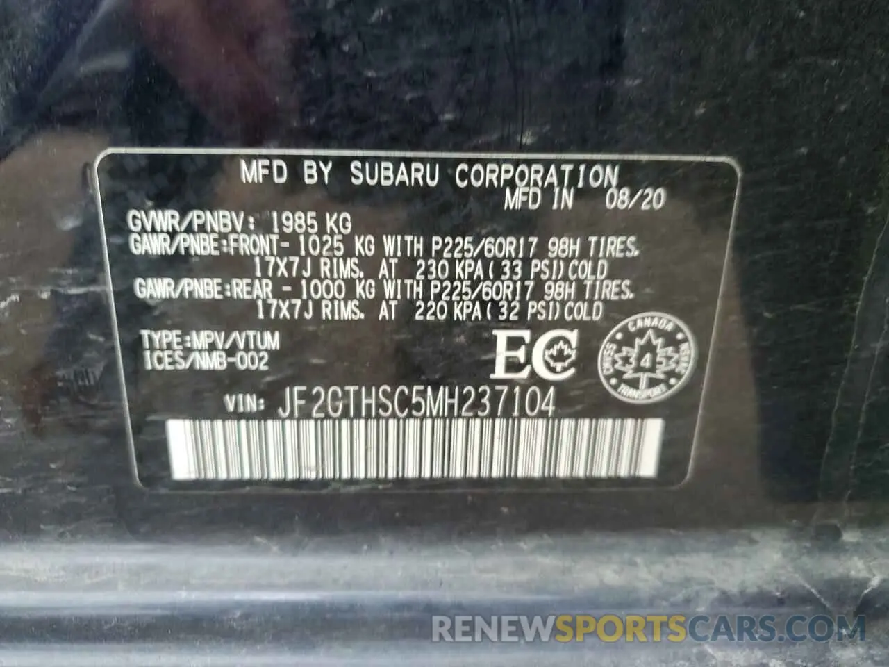 13 Photograph of a damaged car JF2GTHSC5MH237104 SUBARU CROSSTREK 2021