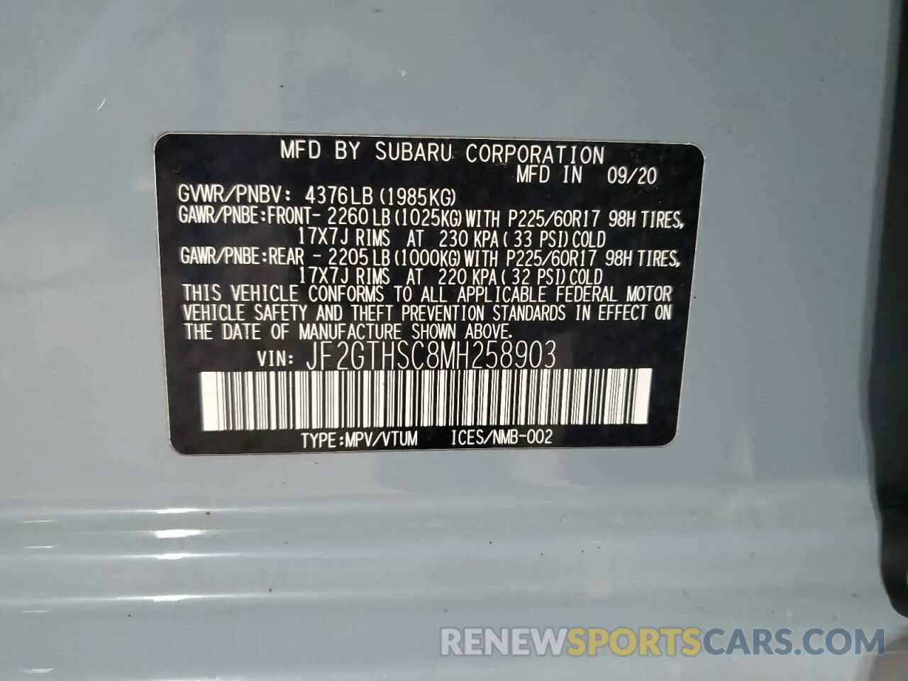 14 Photograph of a damaged car JF2GTHSC8MH258903 SUBARU CROSSTREK 2021