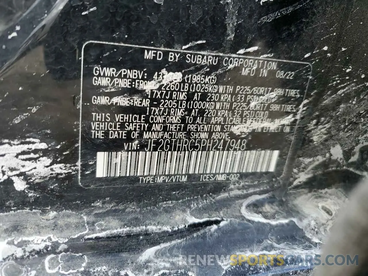 15 Photograph of a damaged car JF2GTHRC5PH247948 SUBARU CROSSTREK 2023
