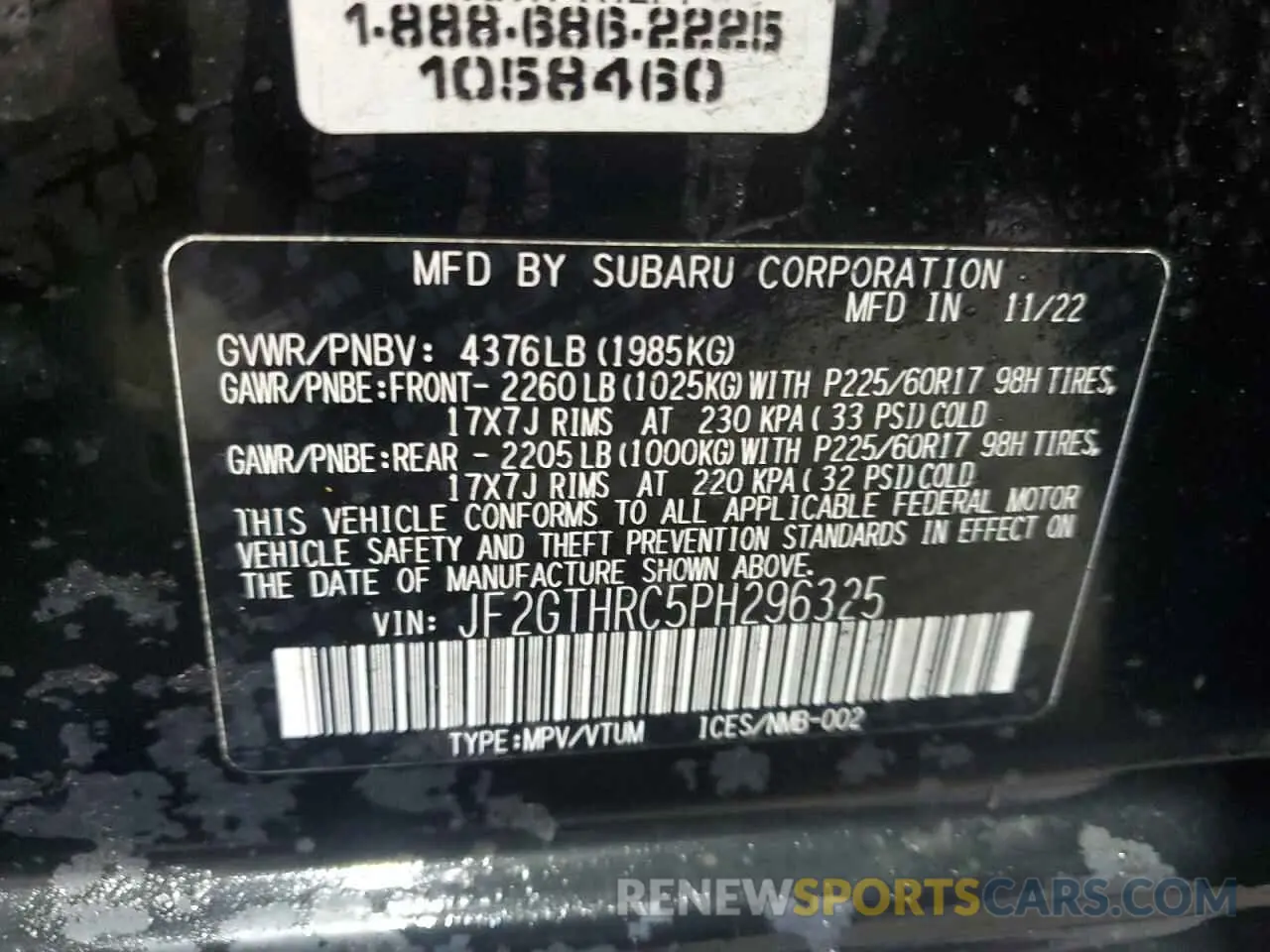 13 Photograph of a damaged car JF2GTHRC5PH296325 SUBARU CROSSTREK 2023