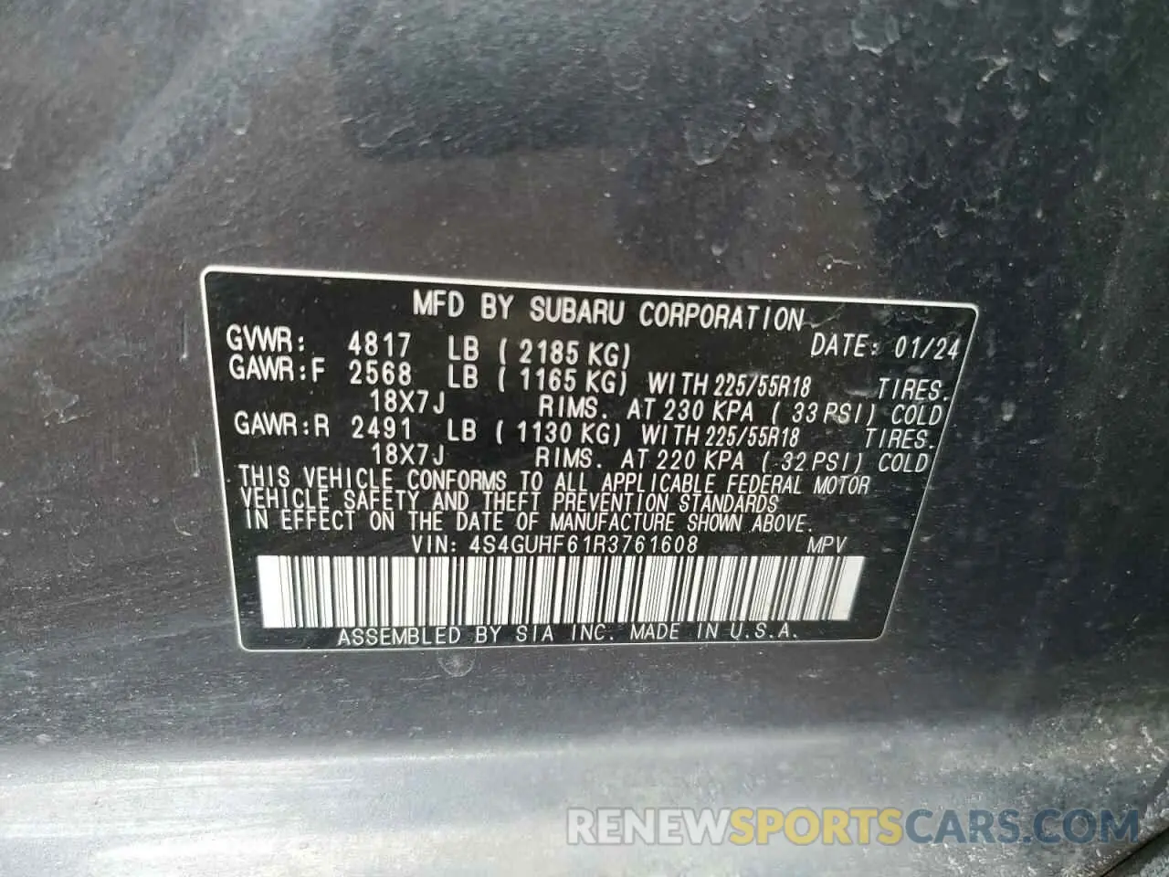 13 Фотография поврежденного автомобиля 4S4GUHF61R3761608 SUBARU CROSSTREK 2024