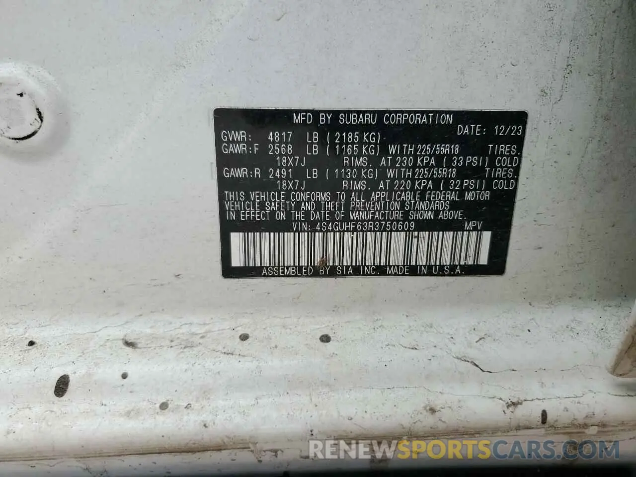 15 Photograph of a damaged car 4S4GUHF63R3750609 SUBARU CROSSTREK 2024