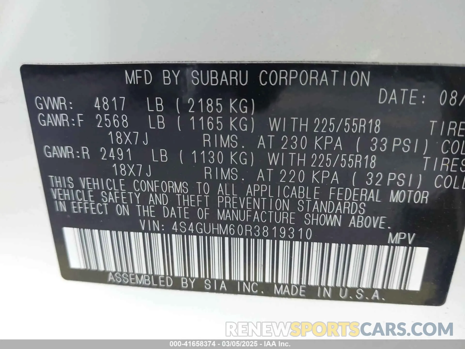 9 Фотография поврежденного автомобиля 4S4GUHM60R3819310 SUBARU CROSSTREK 2024