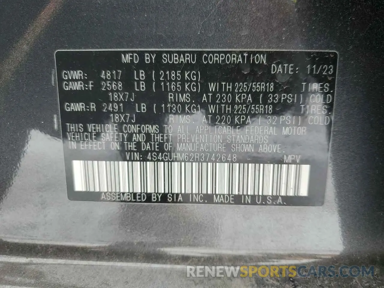13 Фотография поврежденного автомобиля 4S4GUHM62R3742648 SUBARU CROSSTREK 2024