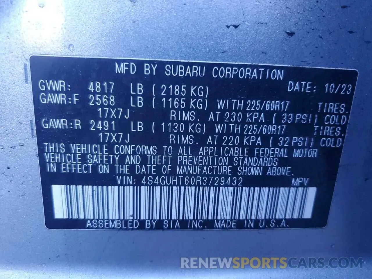 15 Photograph of a damaged car 4S4GUHT60R3729432 SUBARU CROSSTREK 2024