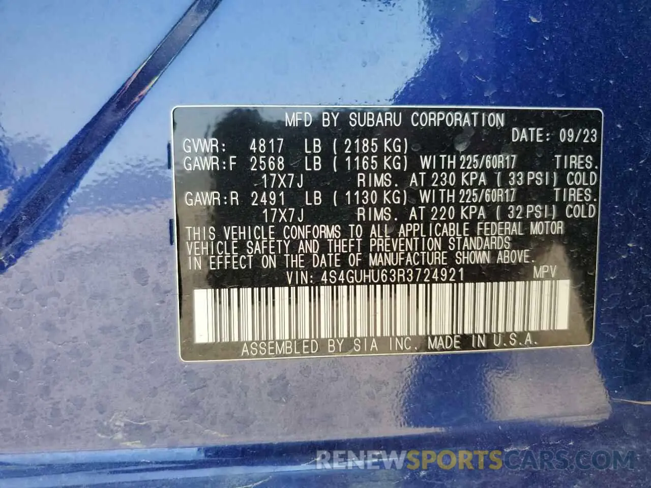 13 Фотография поврежденного автомобиля 4S4GUHU63R3724921 SUBARU CROSSTREK 2024