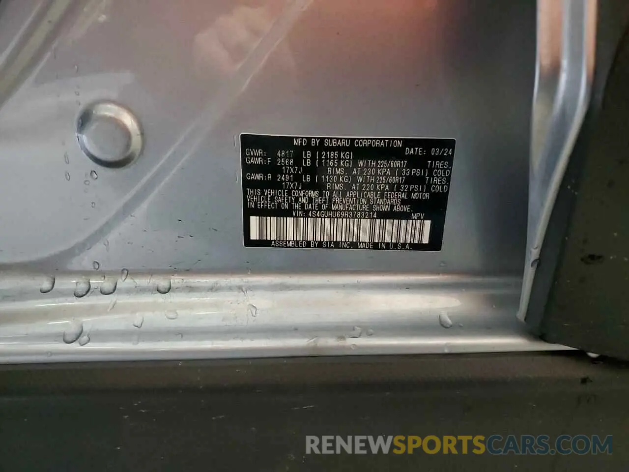 14 Фотография поврежденного автомобиля 4S4GUHU69R3783214 SUBARU CROSSTREK 2024
