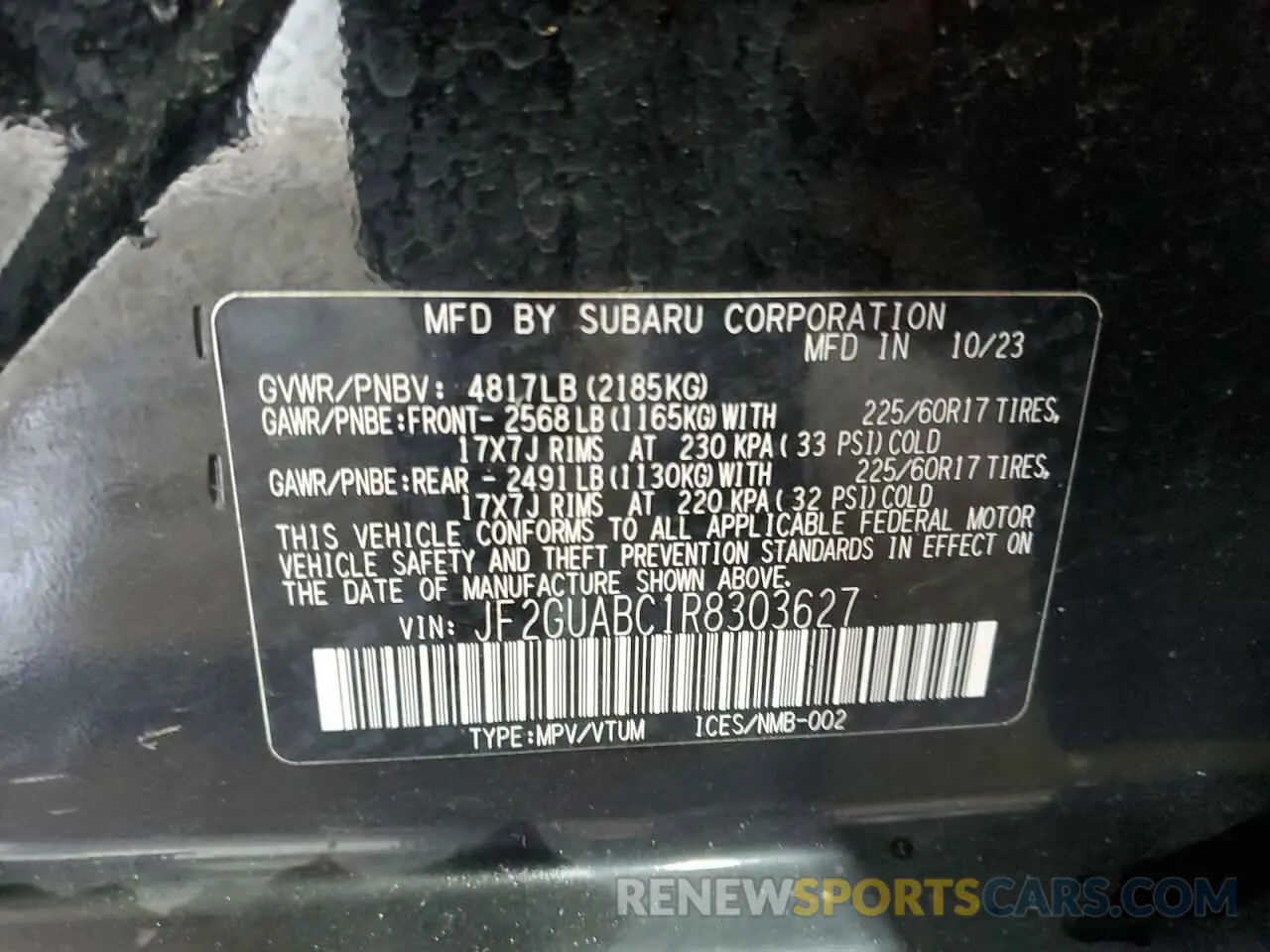 13 Photograph of a damaged car JF2GUABC1R8303627 SUBARU CROSSTREK 2024
