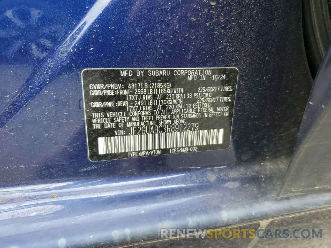 14 Photograph of a damaged car JF2GUABC3R8912279 SUBARU CROSSTREK 2024