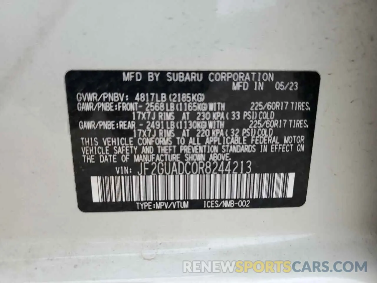 15 Фотография поврежденного автомобиля JF2GUADC0R8244213 SUBARU CROSSTREK 2024
