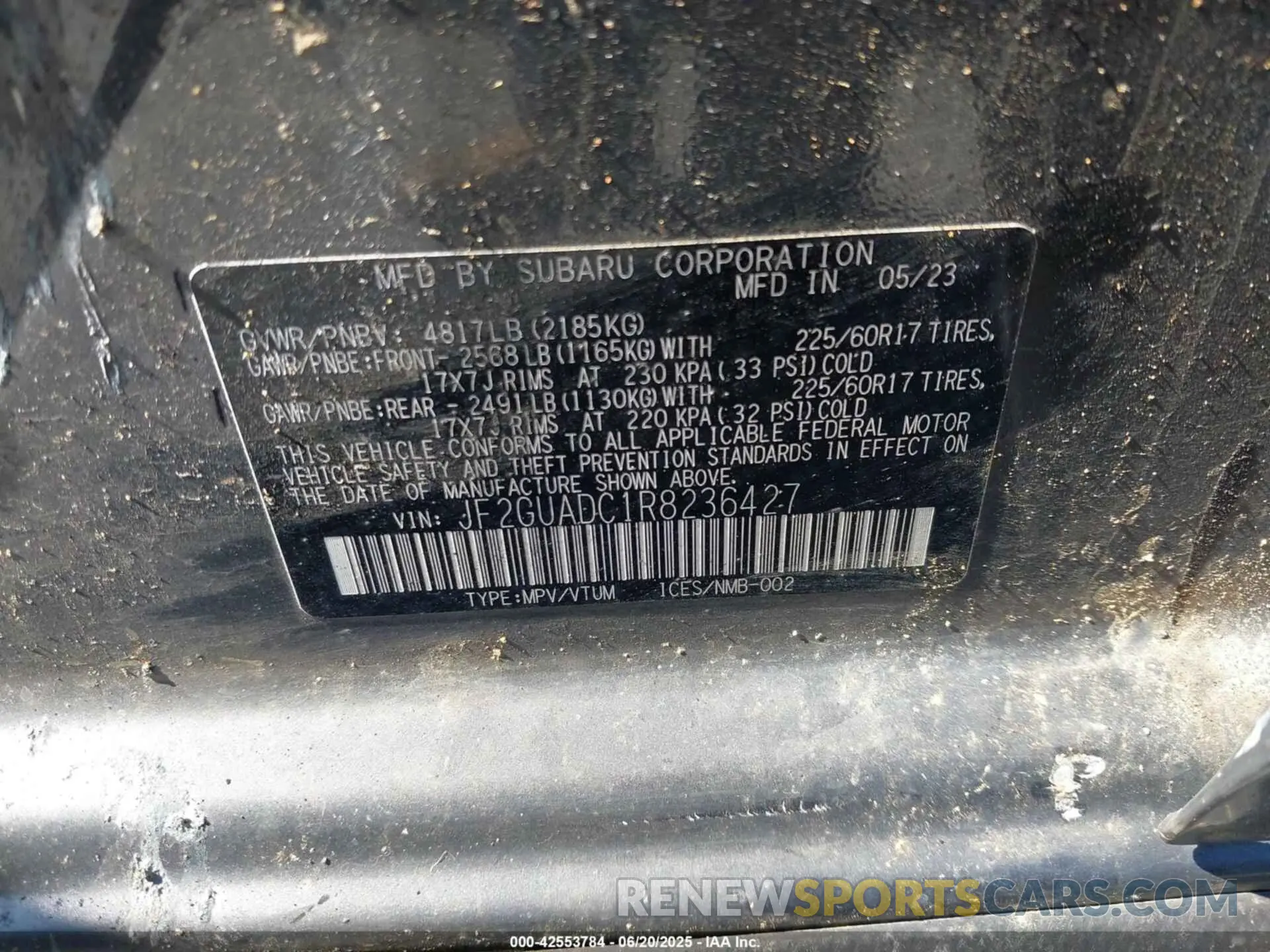 9 Photograph of a damaged car JF2GUADC1R8236427 SUBARU CROSSTREK 2024