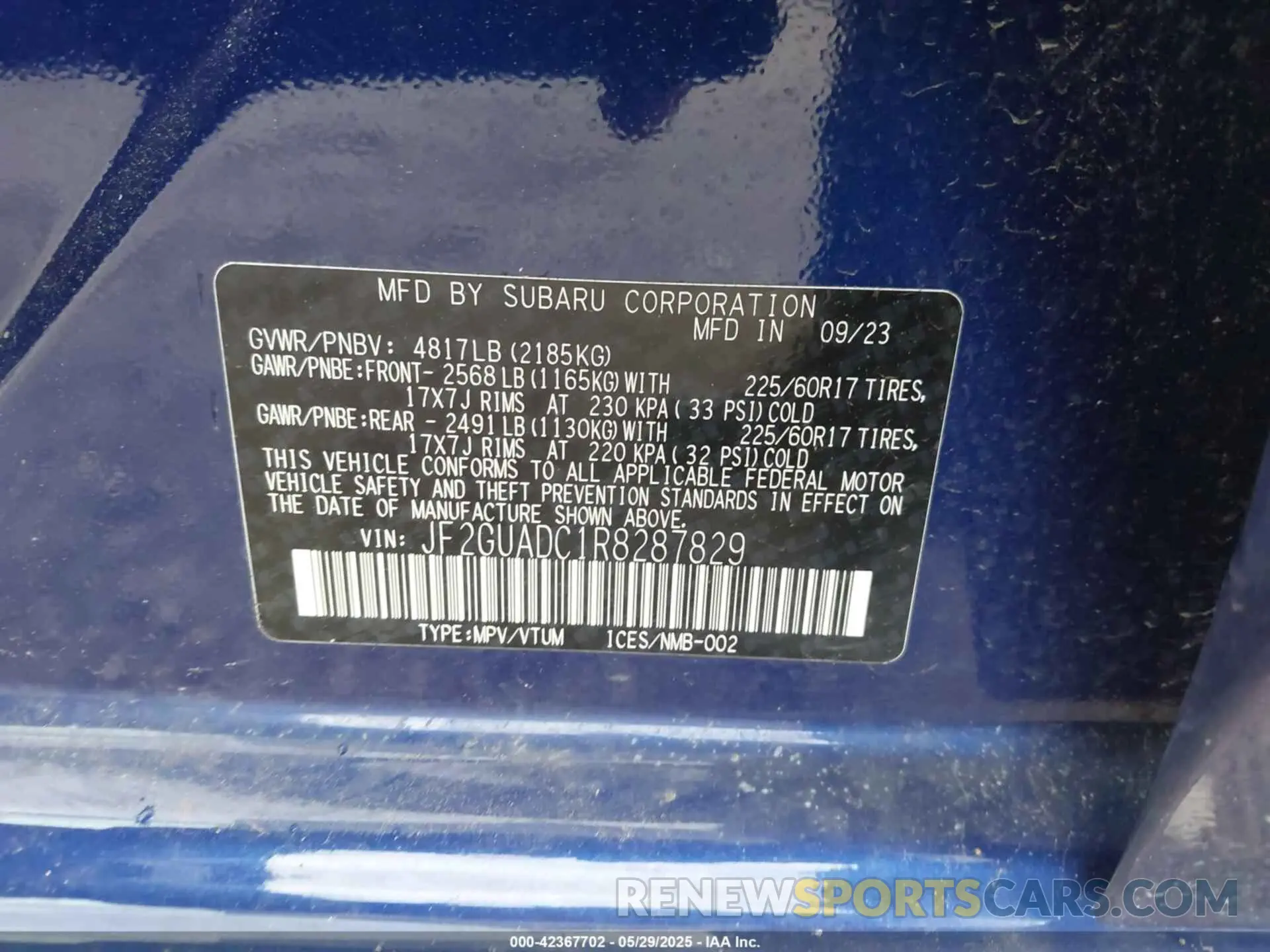 9 Photograph of a damaged car JF2GUADC1R8287829 SUBARU CROSSTREK 2024