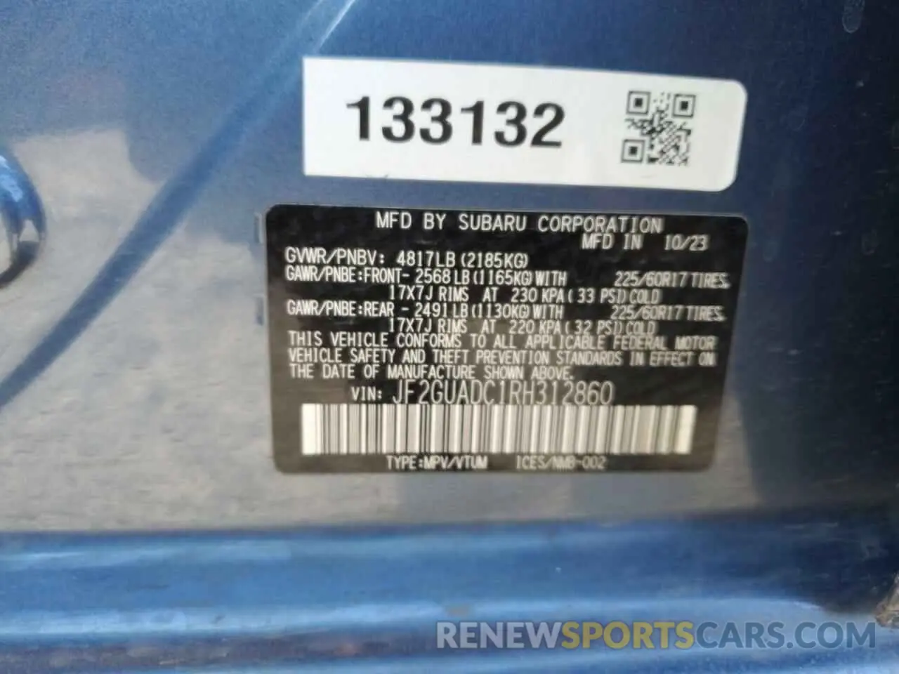 14 Photograph of a damaged car JF2GUADC1RH312860 SUBARU CROSSTREK 2024