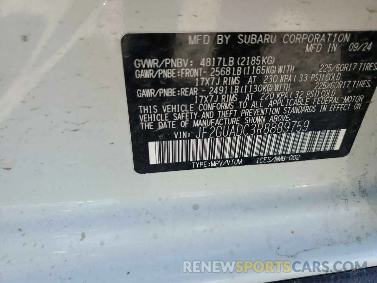 14 Photograph of a damaged car JF2GUADC3R8889759 SUBARU CROSSTREK 2024