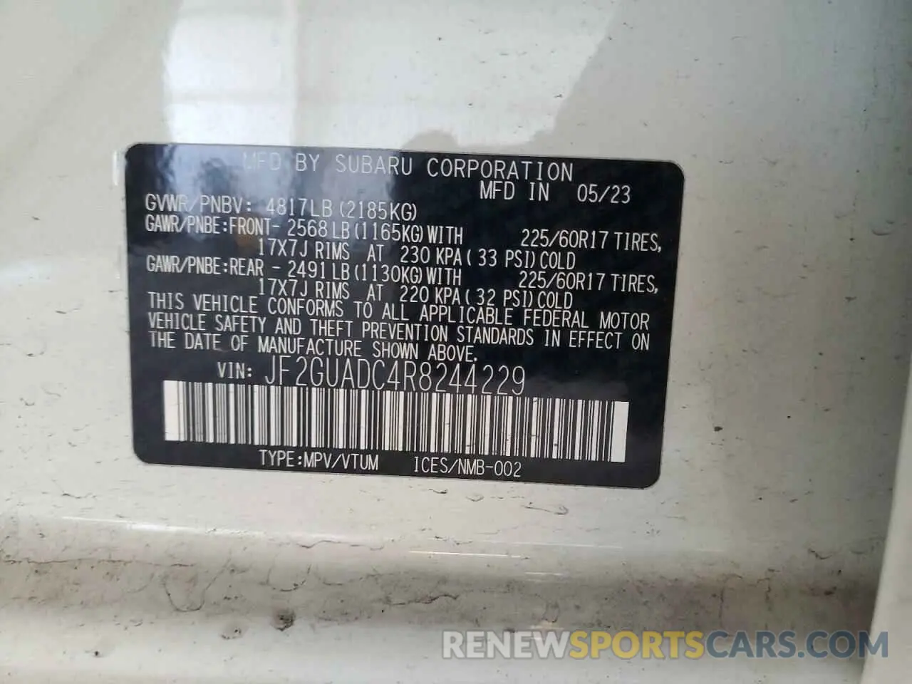 12 Фотография поврежденного автомобиля JF2GUADC4R8244229 SUBARU CROSSTREK 2024