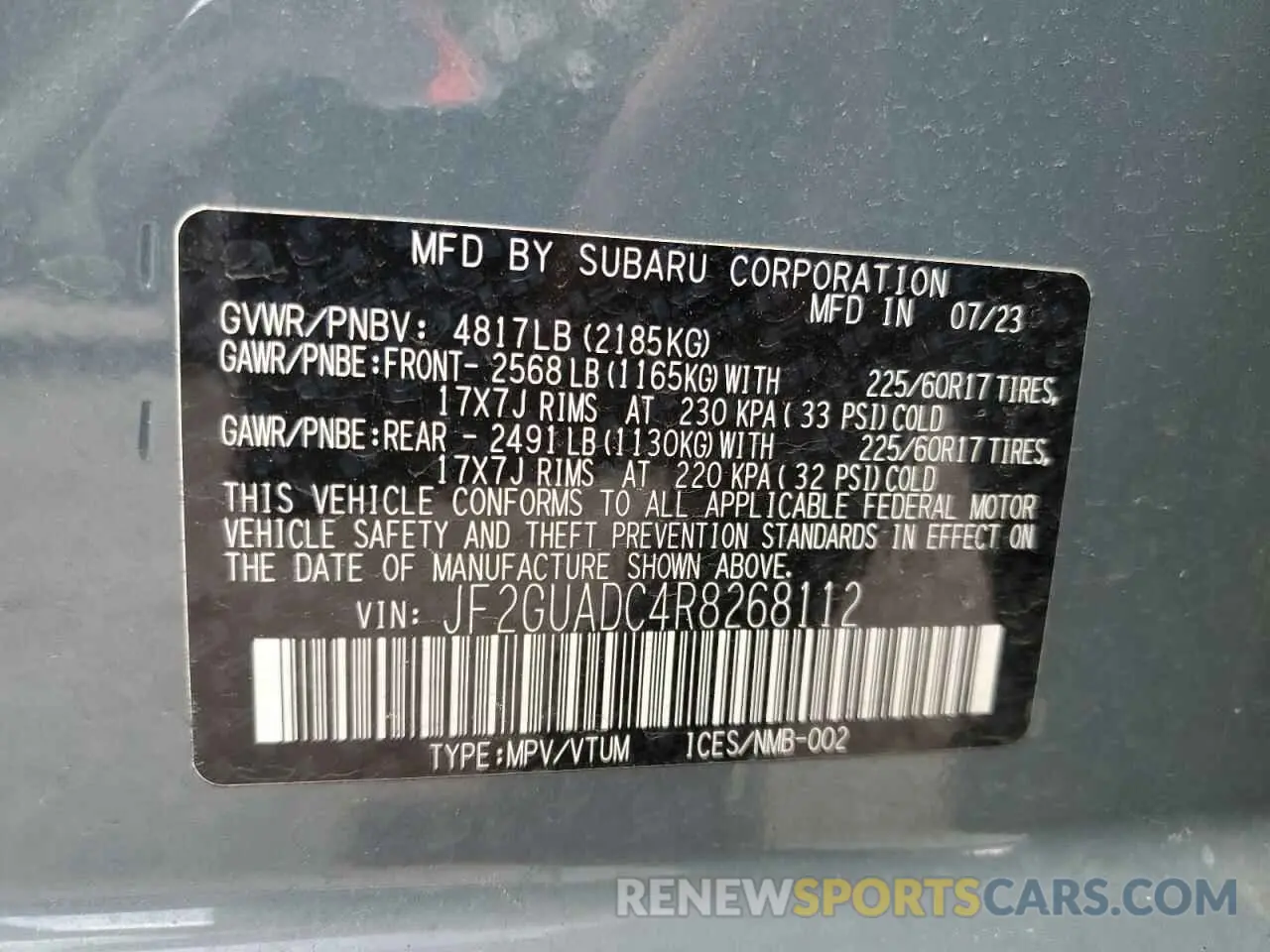 15 Фотография поврежденного автомобиля JF2GUADC4R8268112 SUBARU CROSSTREK 2024