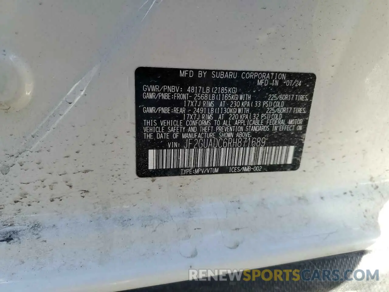 13 Photograph of a damaged car JF2GUADC6RH871689 SUBARU CROSSTREK 2024