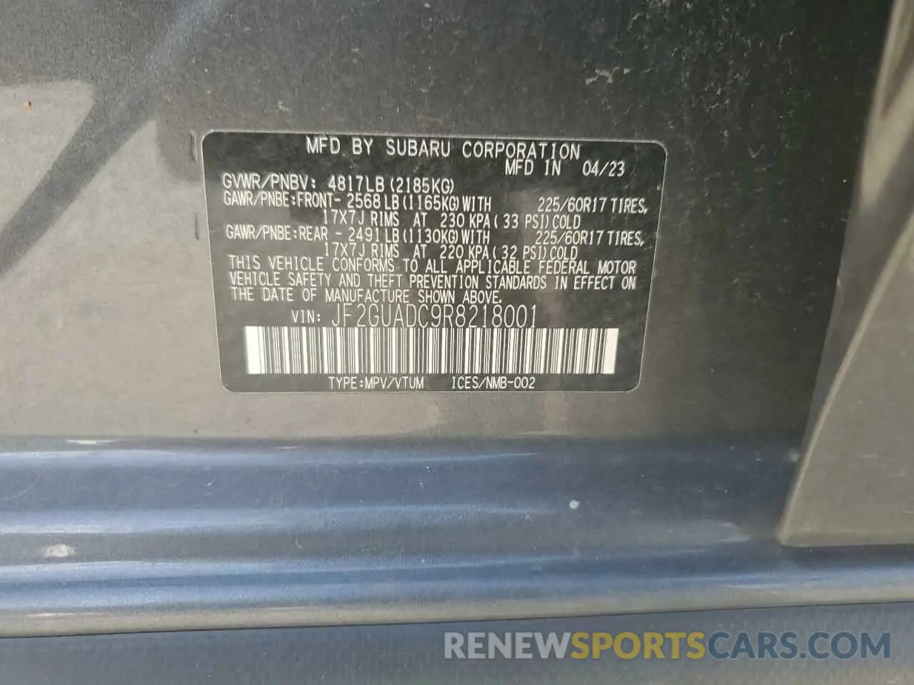 14 Фотография поврежденного автомобиля JF2GUADC9R8218001 SUBARU CROSSTREK 2024
