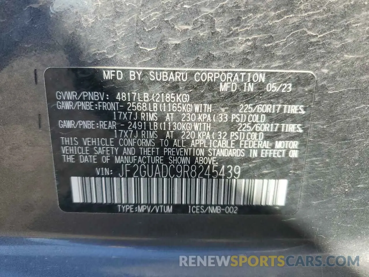 13 Фотография поврежденного автомобиля JF2GUADC9R8245439 SUBARU CROSSTREK 2024