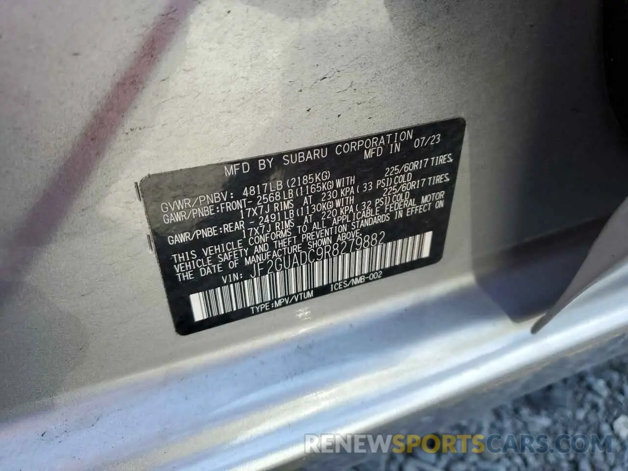 13 Photograph of a damaged car JF2GUADC9R8279882 SUBARU CROSSTREK 2024