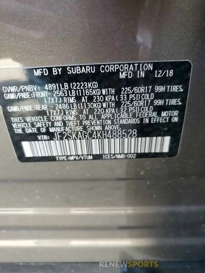 13 Photograph of a damaged car JF2SKAGC4KH488528 SUBARU FORESTER 2019