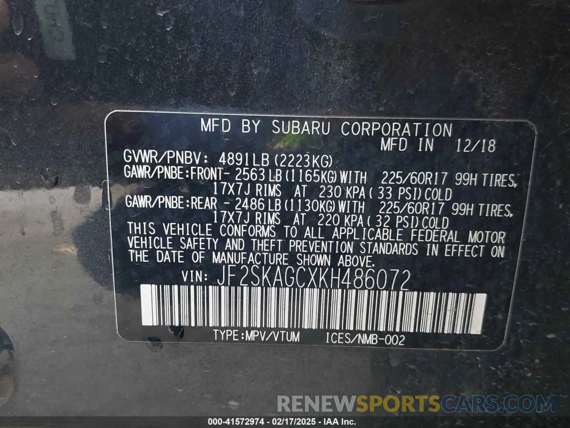 9 Photograph of a damaged car JF2SKAGCXKH486072 SUBARU FORESTER 2019