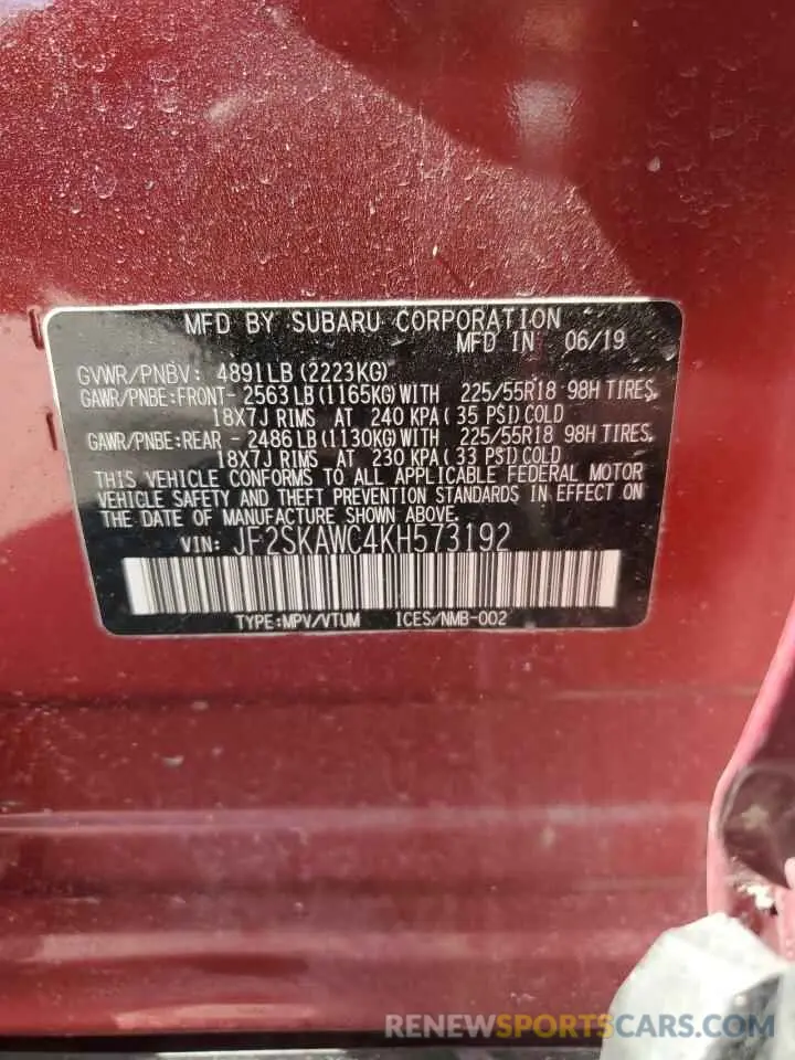 13 Photograph of a damaged car JF2SKAWC4KH573192 SUBARU FORESTER 2019