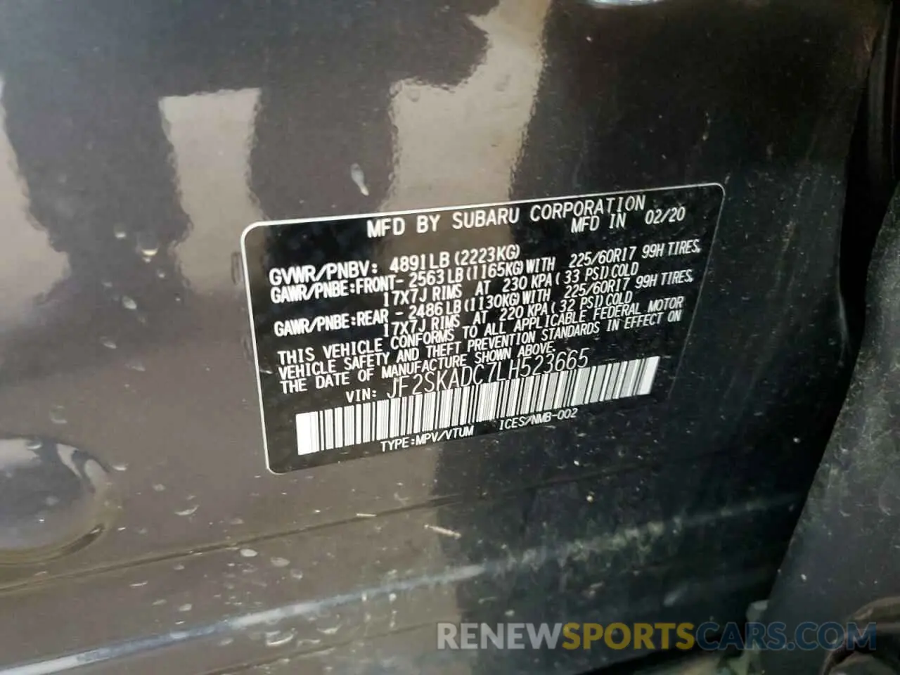 13 Фотография поврежденного автомобиля JF2SKADC7LH523665 SUBARU FORESTER 2020