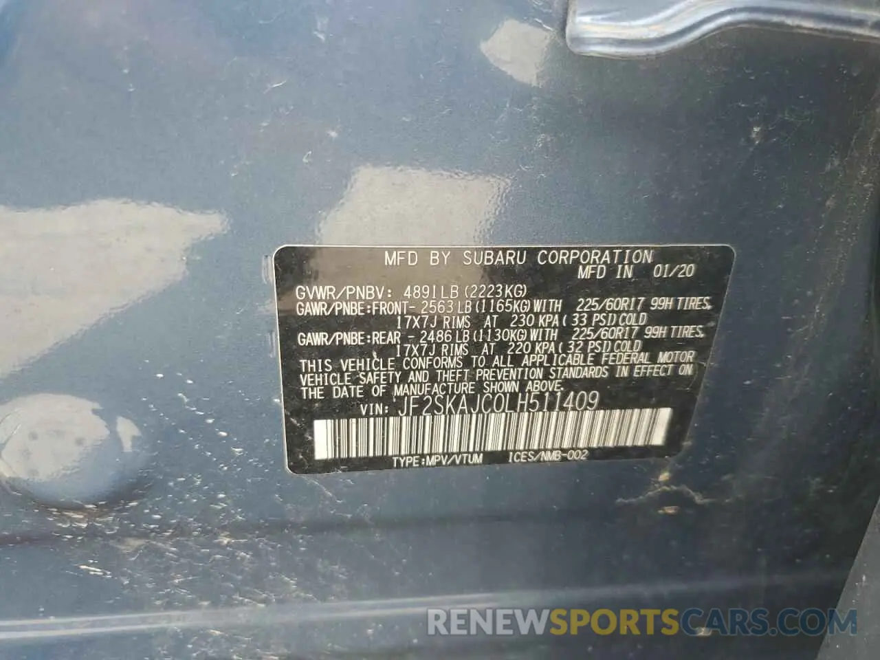 14 Фотография поврежденного автомобиля JF2SKAJC0LH511409 SUBARU FORESTER 2020