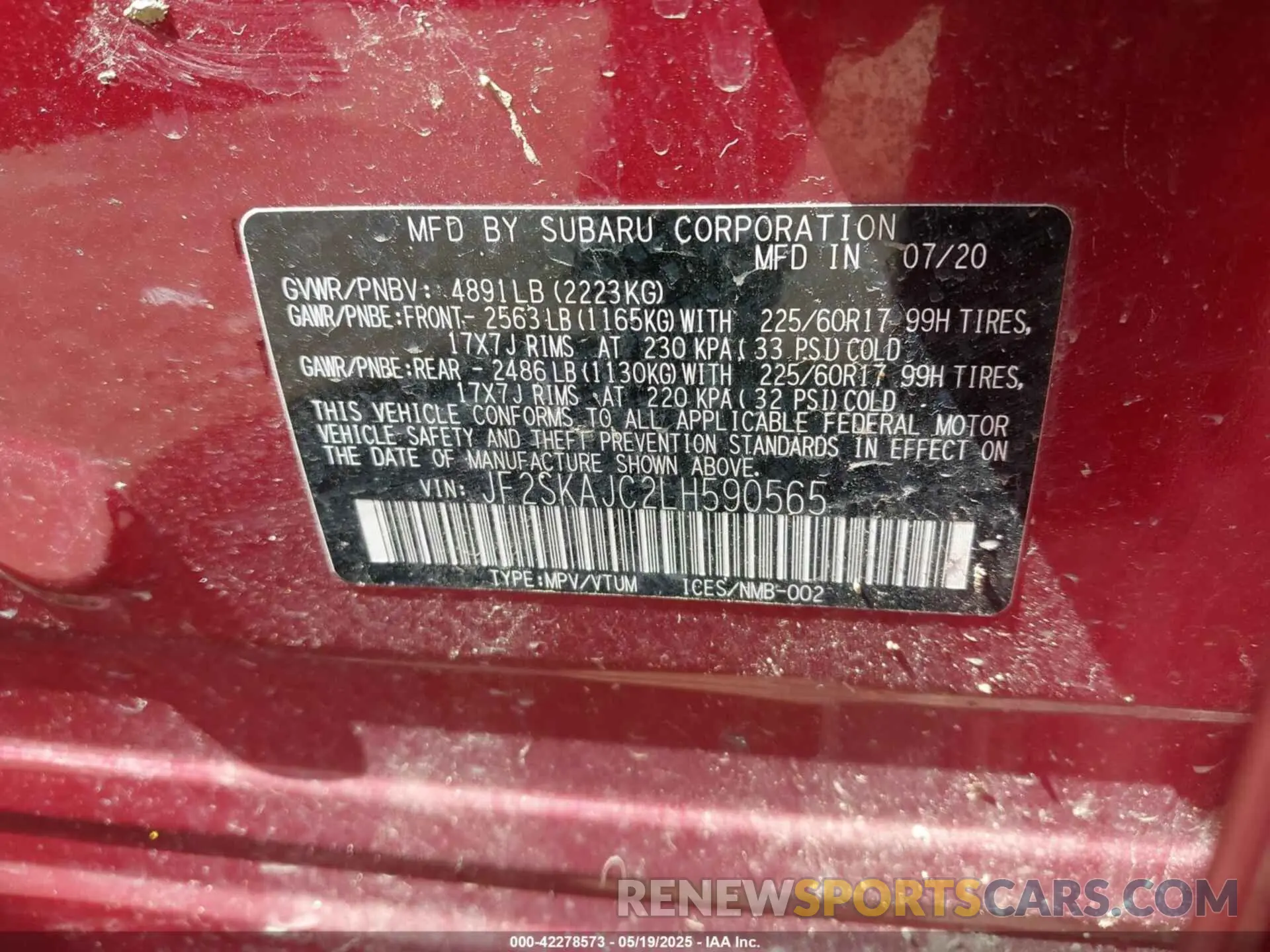 9 Photograph of a damaged car JF2SKAJC2LH590565 SUBARU FORESTER 2020