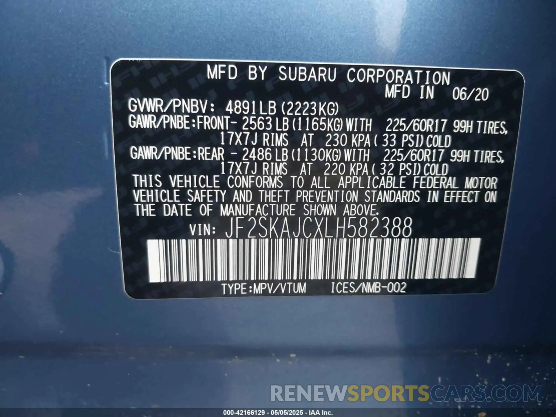 9 Photograph of a damaged car JF2SKAJCXLH582388 SUBARU FORESTER 2020