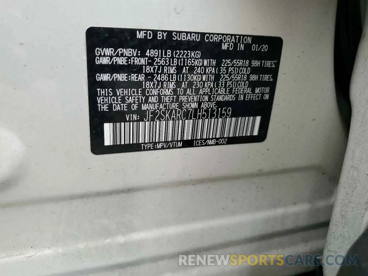 14 Photograph of a damaged car JF2SKARC7LH513159 SUBARU FORESTER 2020