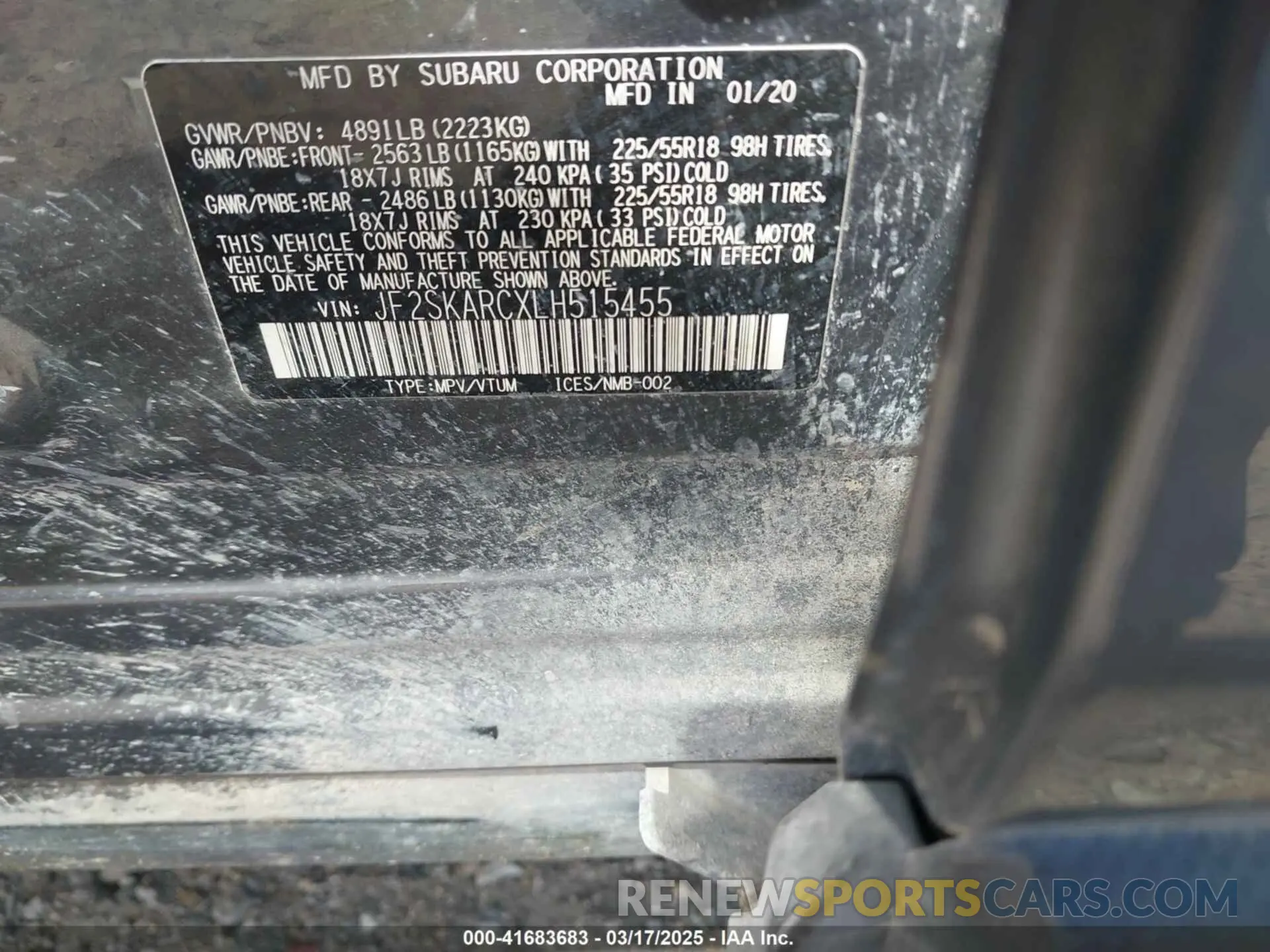 9 Photograph of a damaged car JF2SKARCXLH515455 SUBARU FORESTER 2020