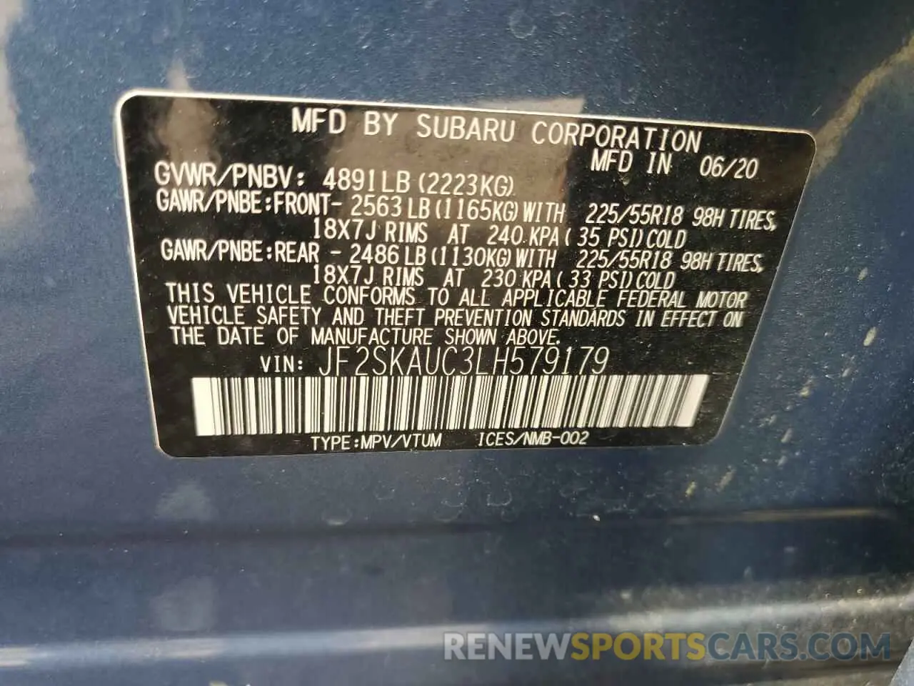 13 Photograph of a damaged car JF2SKAUC3LH579179 SUBARU FORESTER 2020