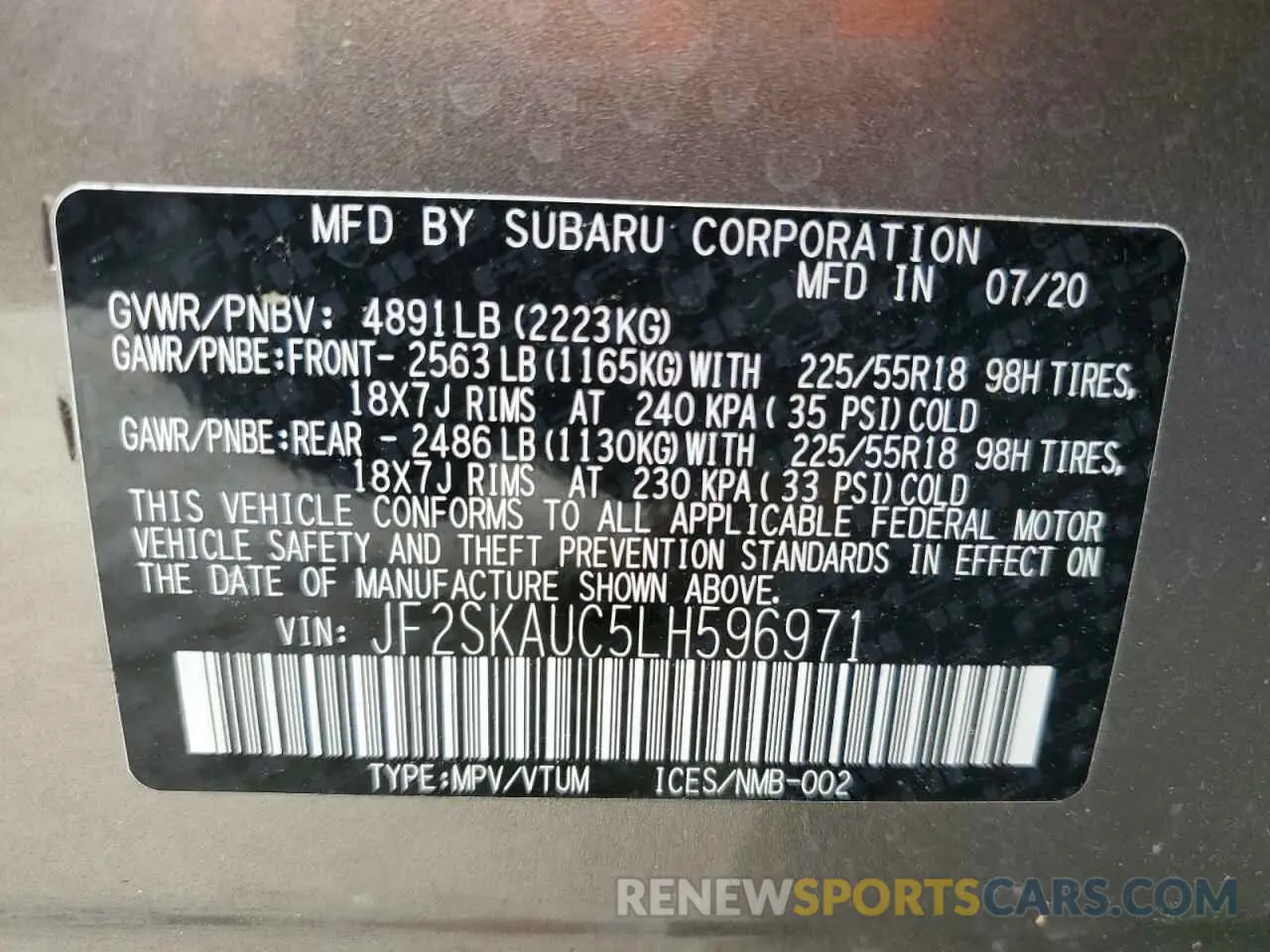 13 Фотография поврежденного автомобиля JF2SKAUC5LH596971 SUBARU FORESTER 2020