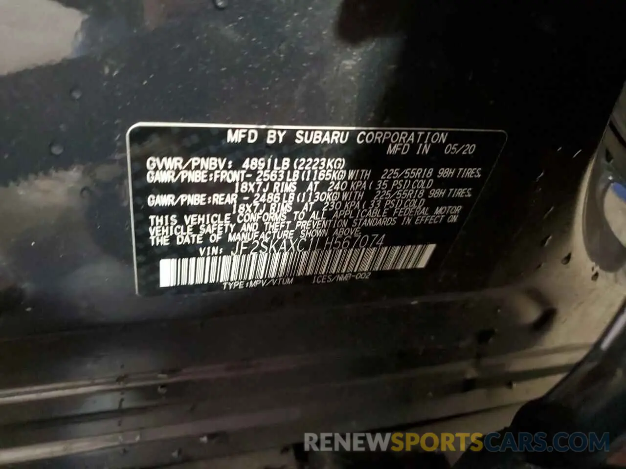 13 Фотография поврежденного автомобиля JF2SKAXC1LH567074 SUBARU FORESTER 2020