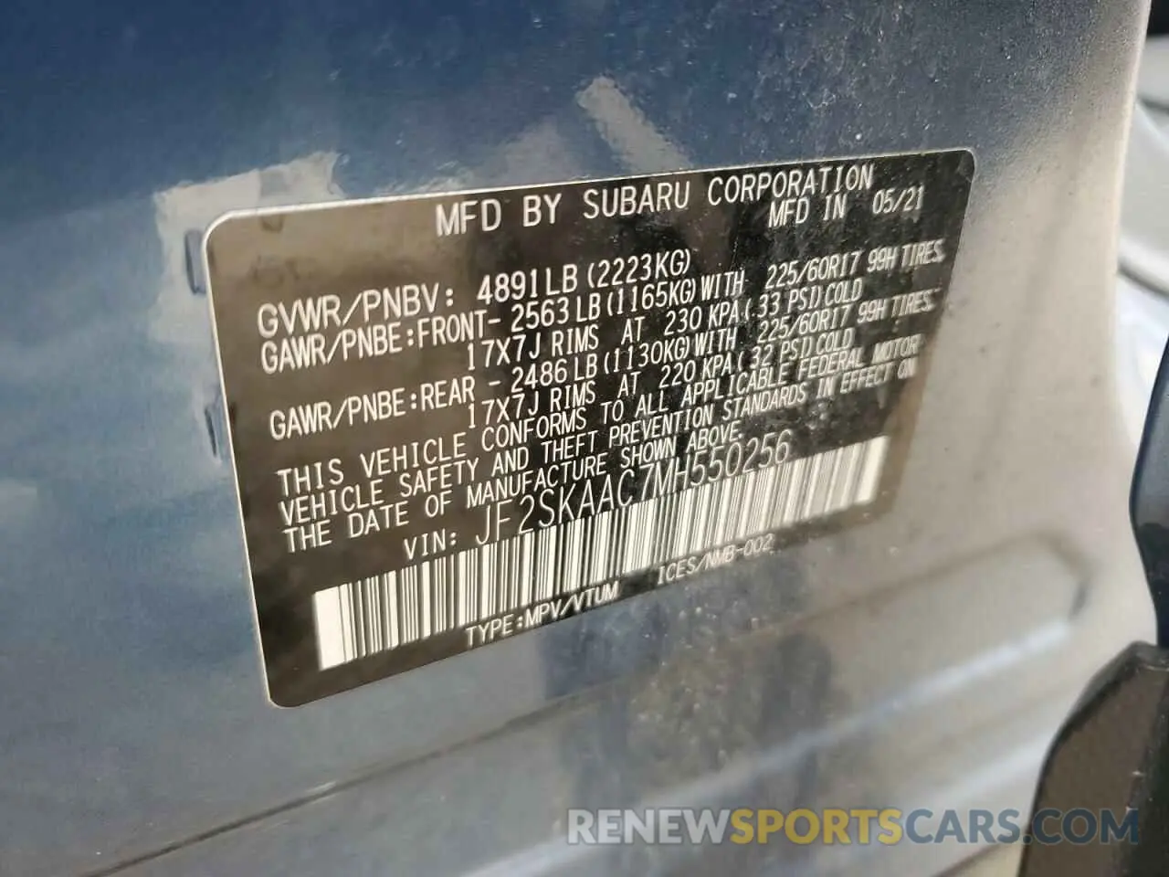 12 Photograph of a damaged car JF2SKAAC7MH550256 SUBARU FORESTER 2021