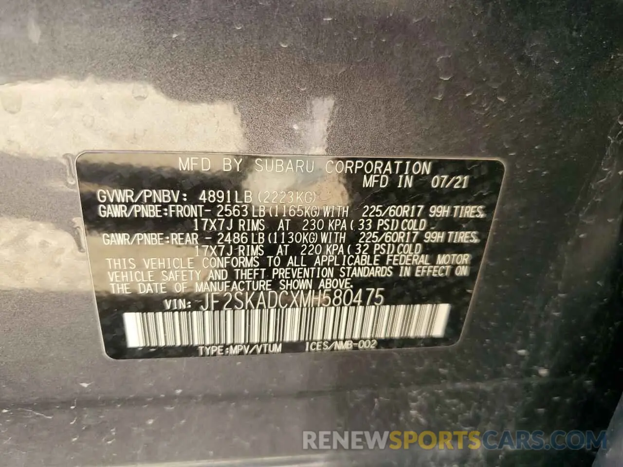 13 Photograph of a damaged car JF2SKADCXMH580475 SUBARU FORESTER 2021