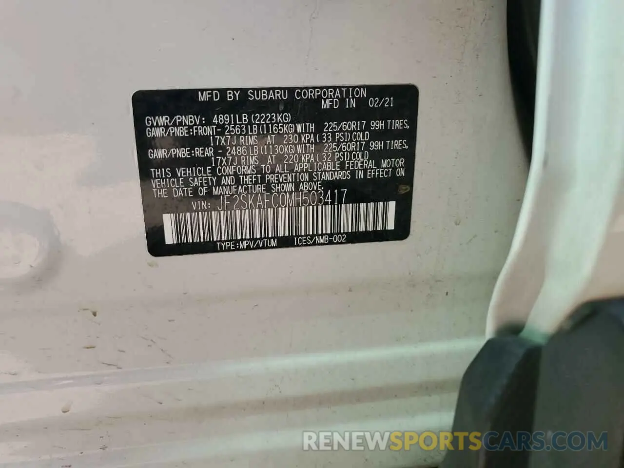 13 Photograph of a damaged car JF2SKAFC0MH503417 SUBARU FORESTER 2021