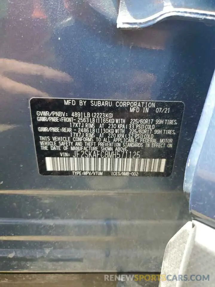 14 Photograph of a damaged car JF2SKAFC8MH571125 SUBARU FORESTER 2021