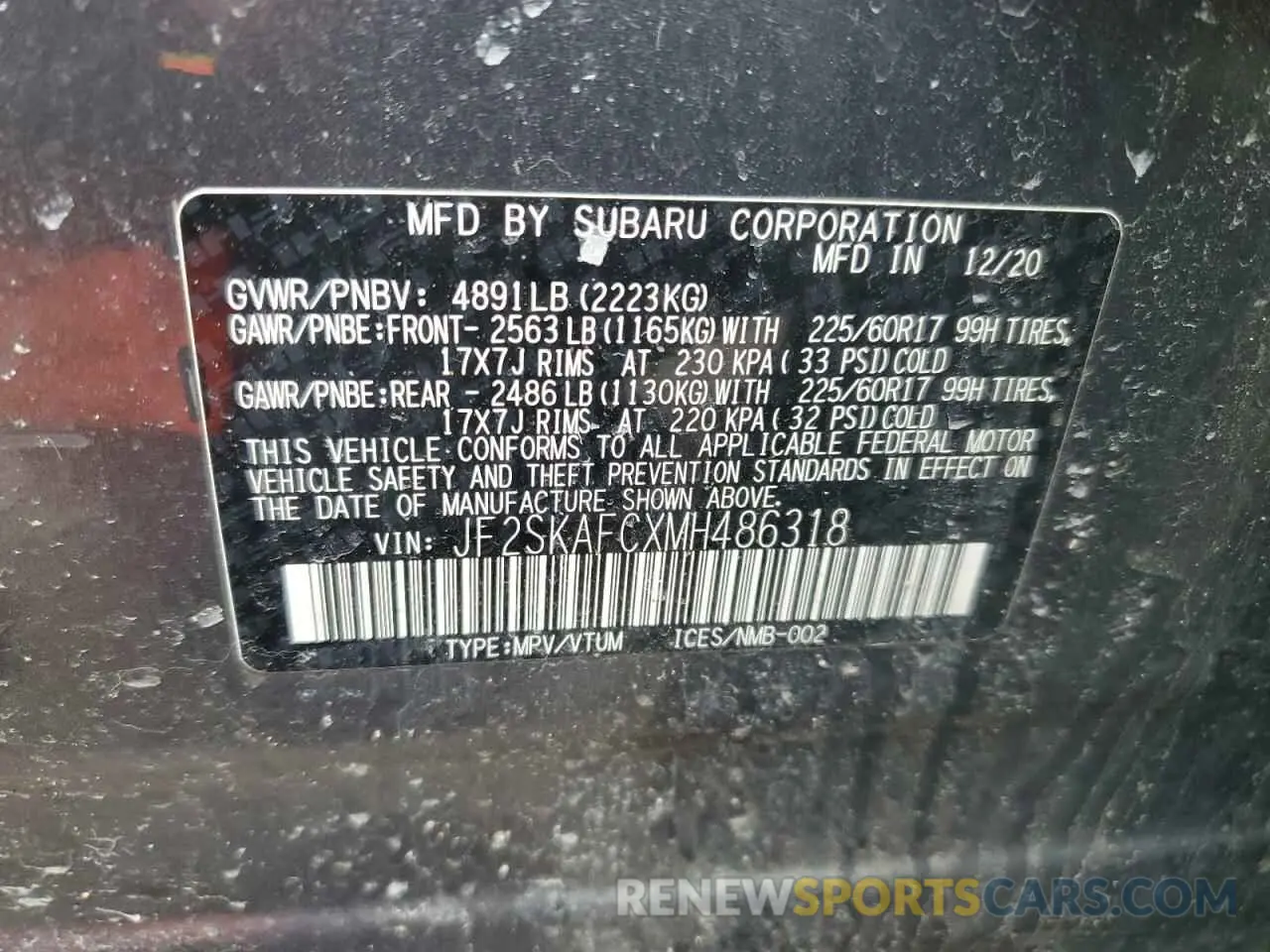 13 Photograph of a damaged car JF2SKAFCXMH486318 SUBARU FORESTER 2021