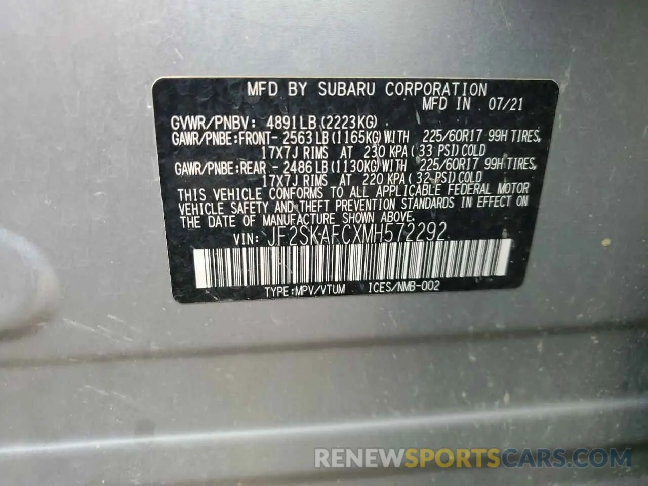 13 Photograph of a damaged car JF2SKAFCXMH572292 SUBARU FORESTER 2021