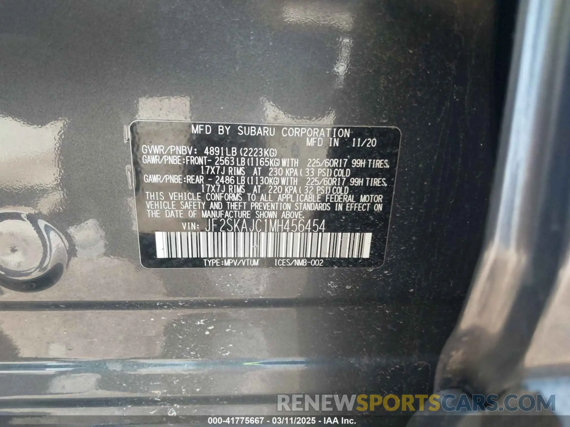 9 Photograph of a damaged car JF2SKAJC1MH456454 SUBARU FORESTER 2021