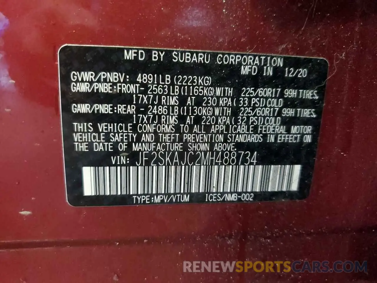 15 Photograph of a damaged car JF2SKAJC2MH488734 SUBARU FORESTER 2021