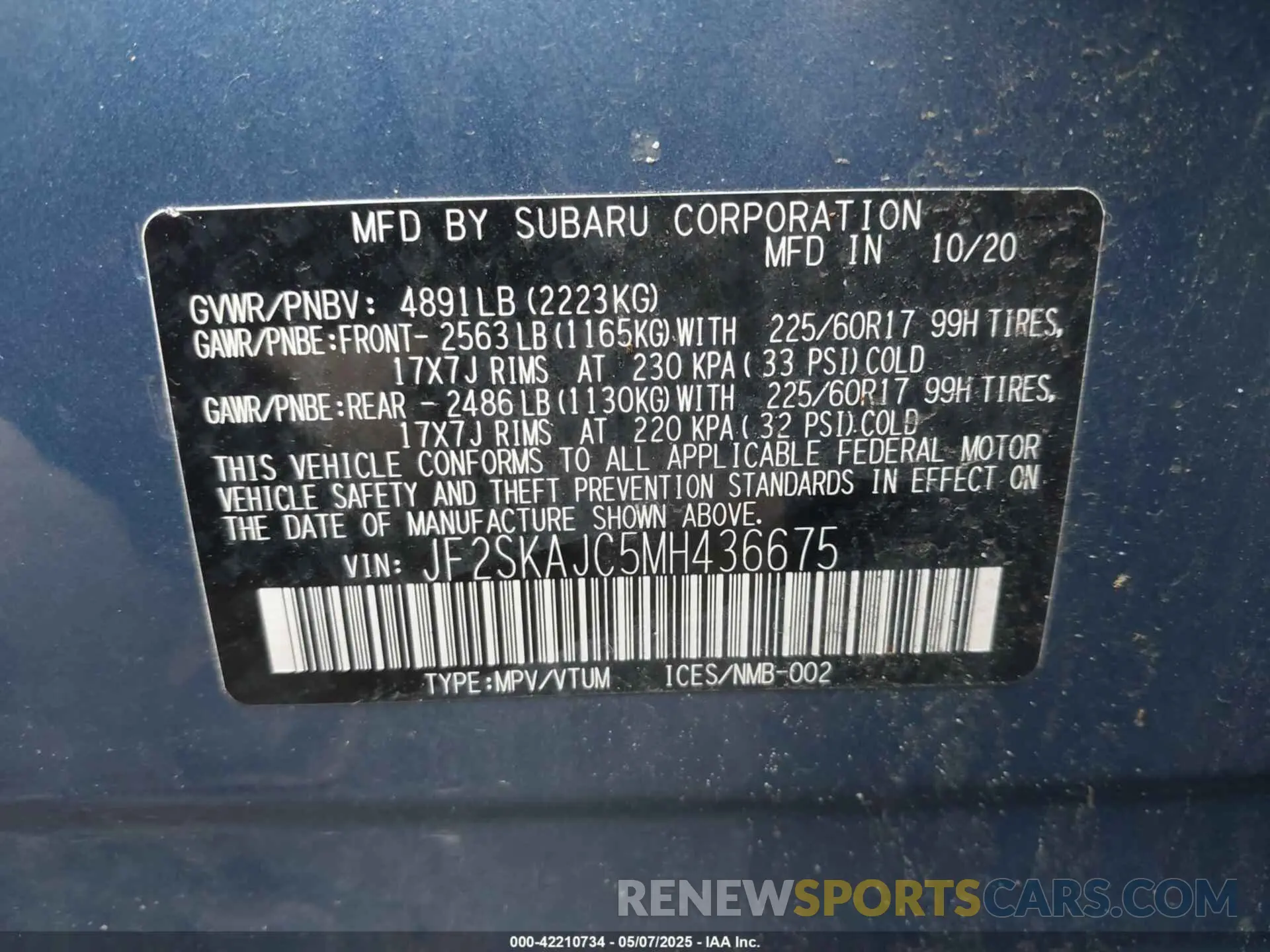 9 Photograph of a damaged car JF2SKAJC5MH436675 SUBARU FORESTER 2021