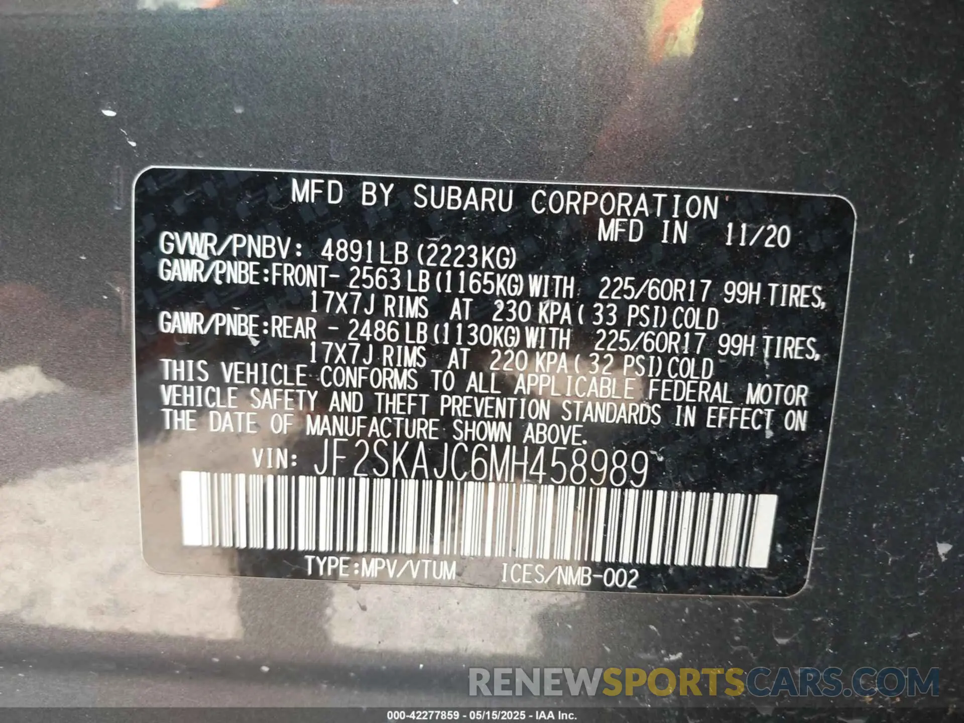 9 Photograph of a damaged car JF2SKAJC6MH458989 SUBARU FORESTER 2021