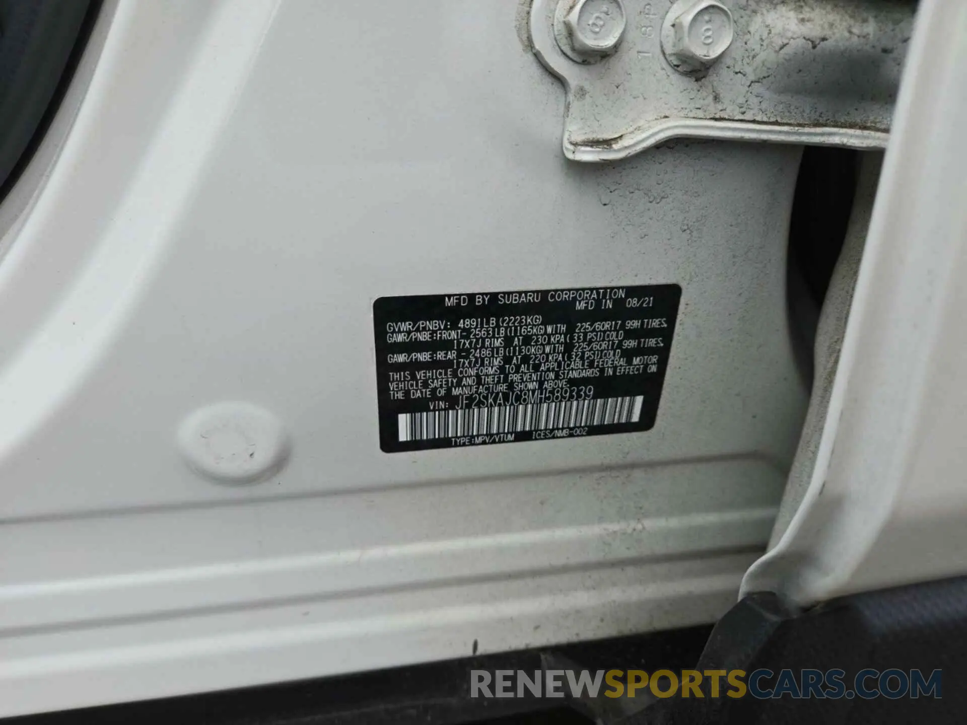 5 Photograph of a damaged car JF2SKAJC8MH589339 SUBARU FORESTER 2021