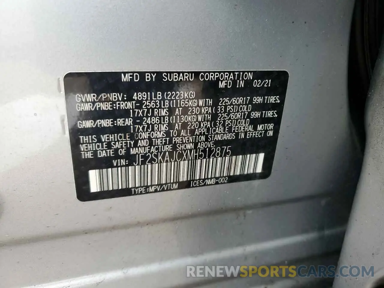 13 Фотография поврежденного автомобиля JF2SKAJCXMH512875 SUBARU FORESTER 2021